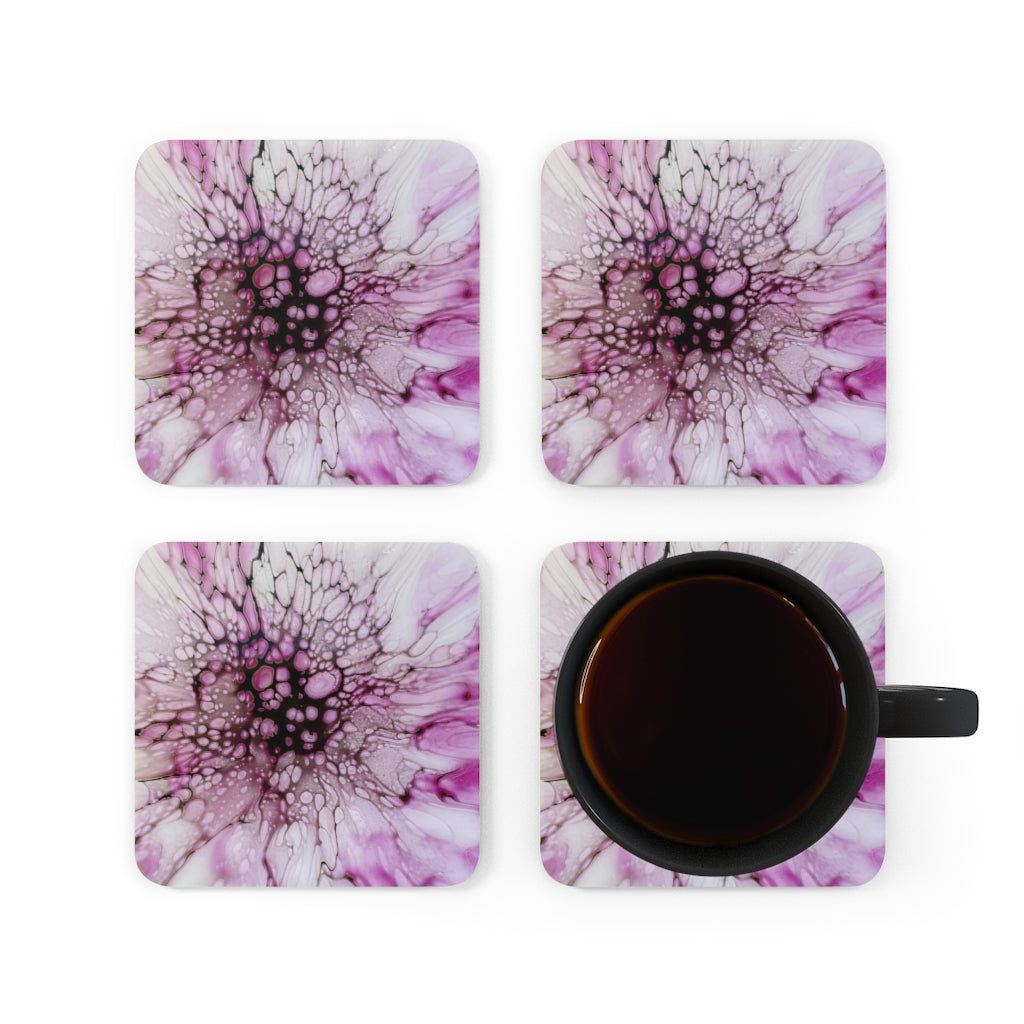 'Pink Sunshine' Corkwood Coaster Set